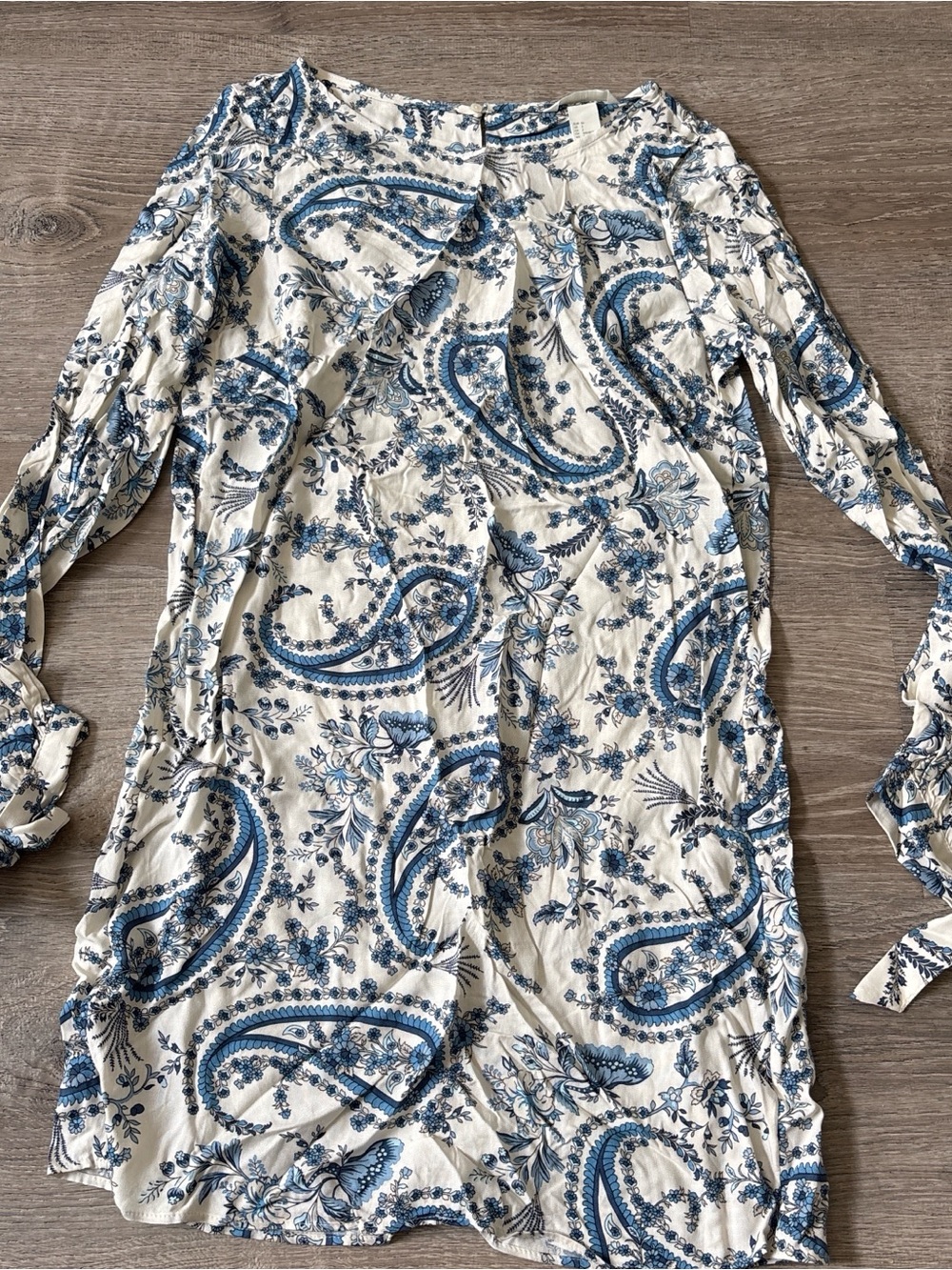 H&M White Tunic with Blue Paisley Print